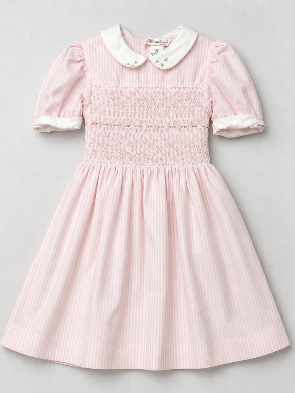 Rosalina collections pink and white stripe smocked embroidered dress size 3T